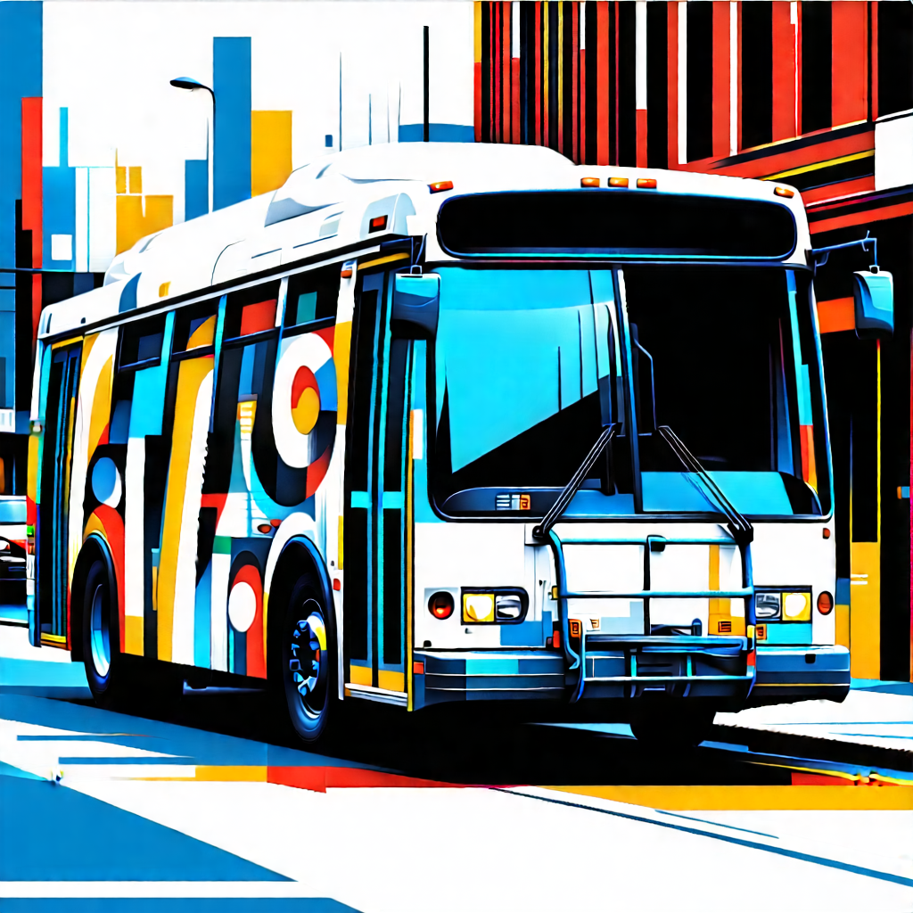 Urban Graphic Design: City Bus In Arts District With Large, Colorful