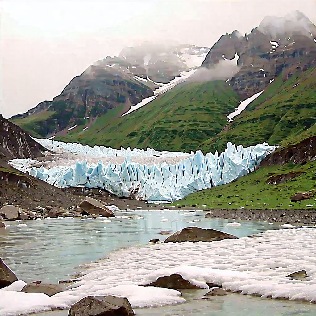 Nature Advertising Photography: Glacier In Rainy Season With Large Glacier