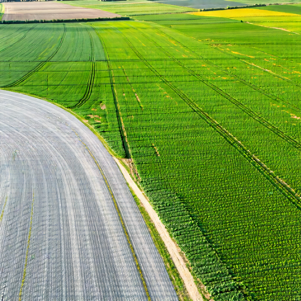 Nature Aerial Photography: Aerial View Of Agricultural Fields With Large, Lush