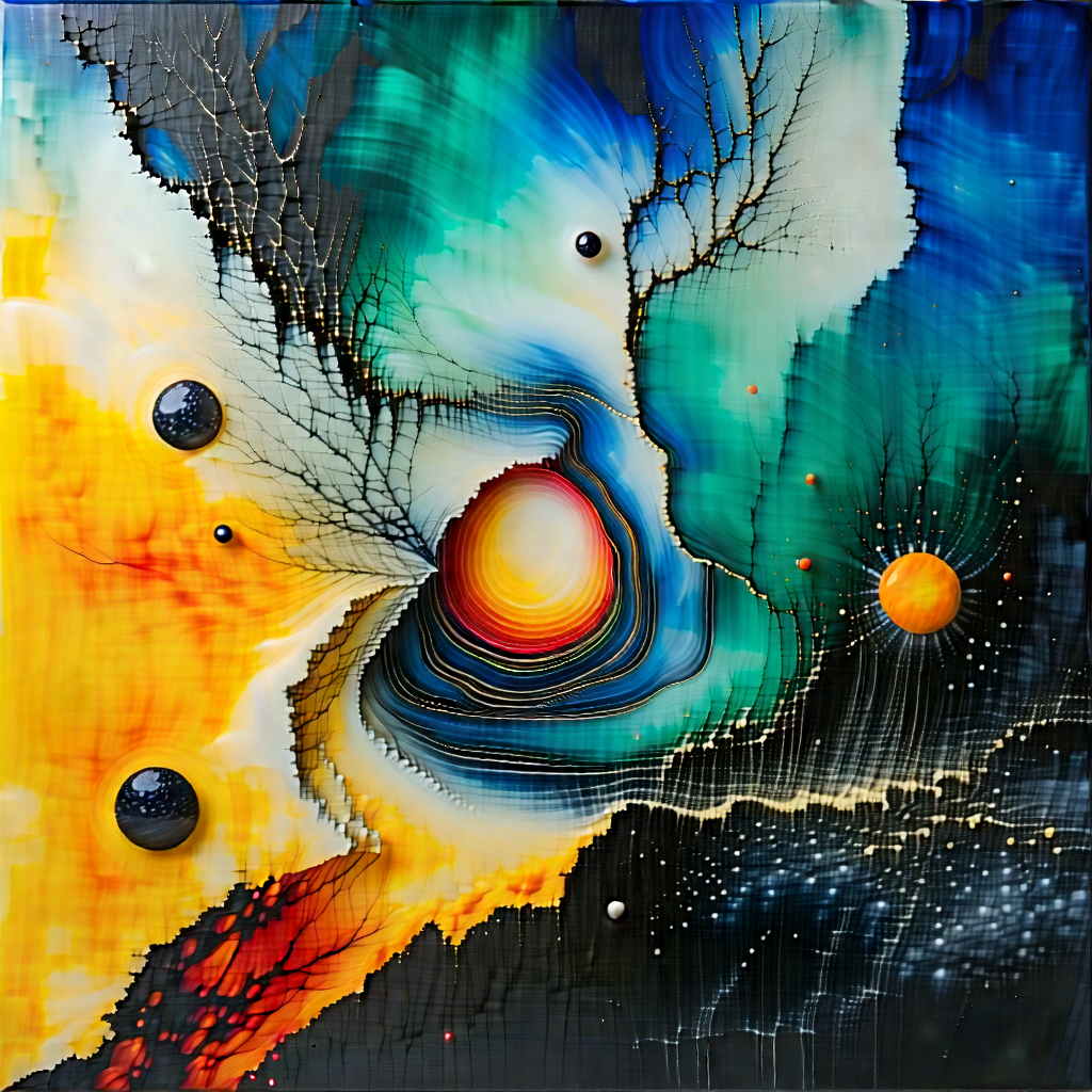Abstract Encaustic Painting: Abstract interpretation of magnetic fields