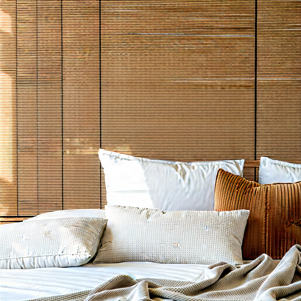Lifestyle Macro Photography: Home Office With Comfortable Textiles With White Comforter