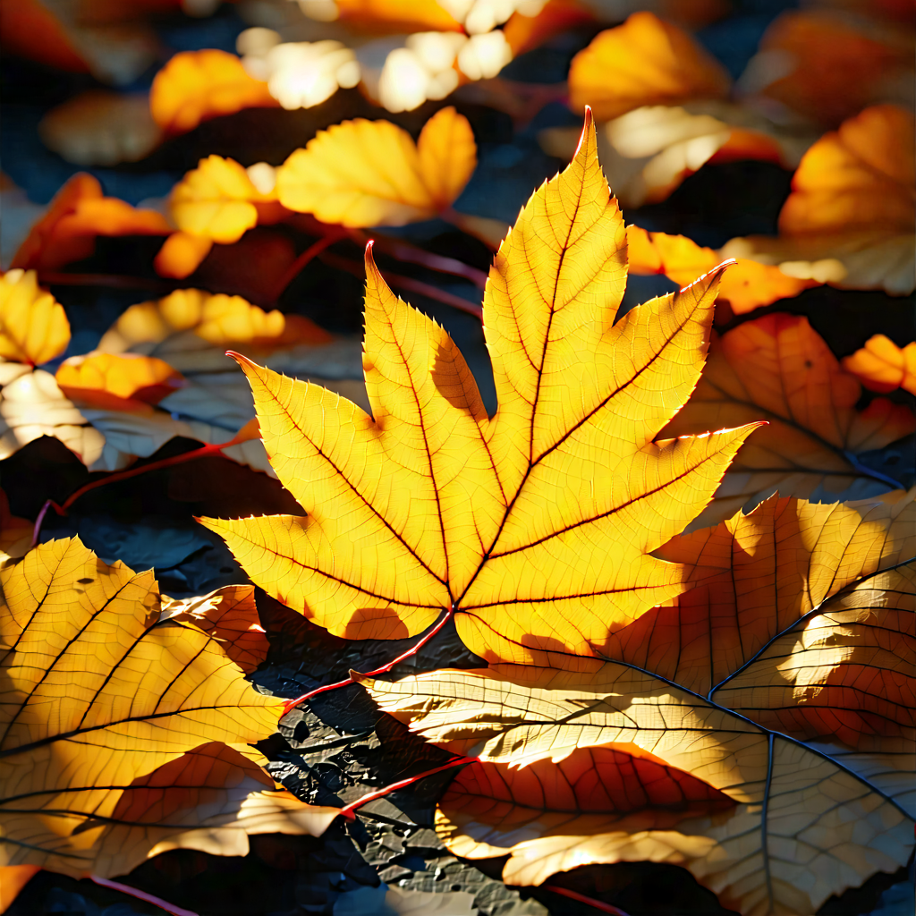 Nature Unreal Engine: Autumn Leaves In Natural Setting With Beautiful Autumn
