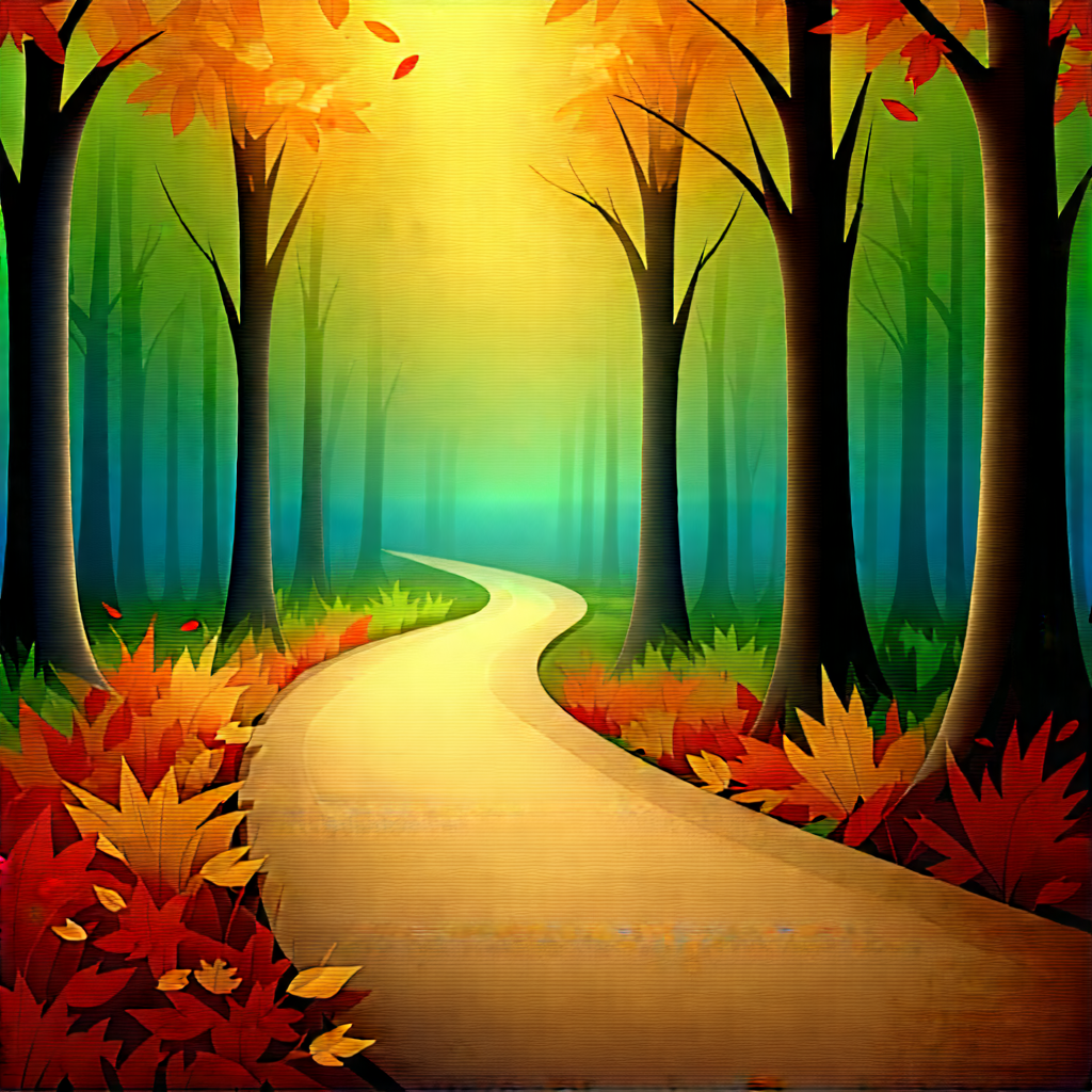 Nature Diagram Style: Path Through Autumn Woodland With Image, There