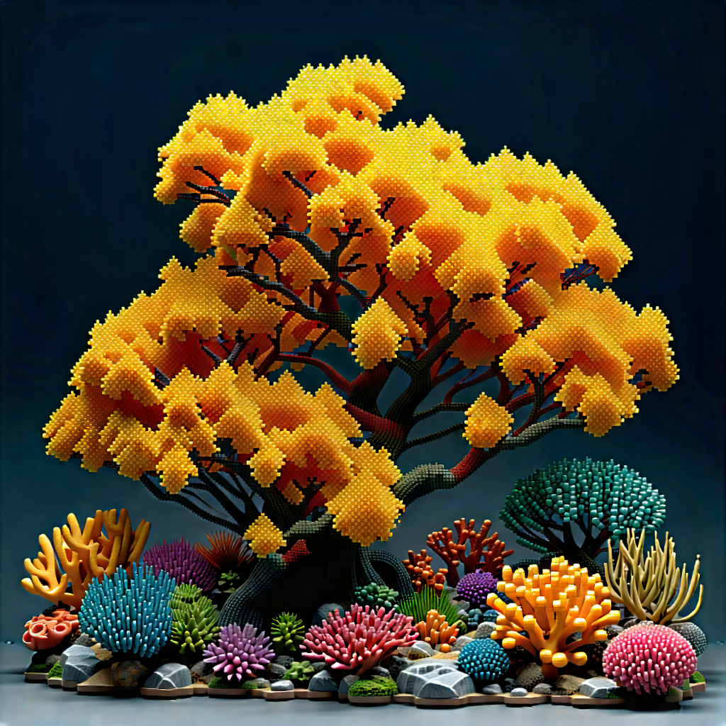 Nature Voxel Art: Coral reef in autumn colors