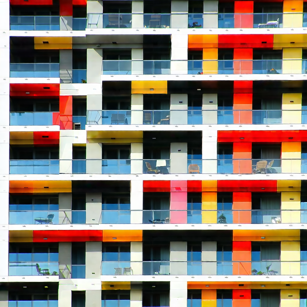 Urban Geometric Design: Modern apartment complex with artistic facade