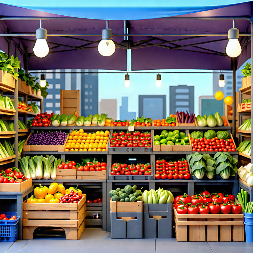 Urban Low Poly: Urban farmers market scene