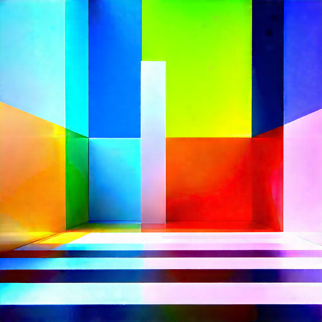 Abstract Glitch Art: Minimalist Arrangement With Color Block With Colorful Painting