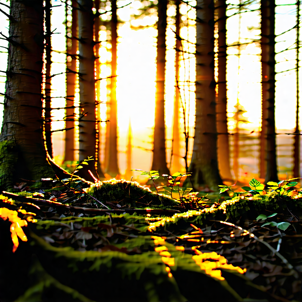 Nature Editorial Photography: Forest Scene During Golden Hour With Forest Beautiful