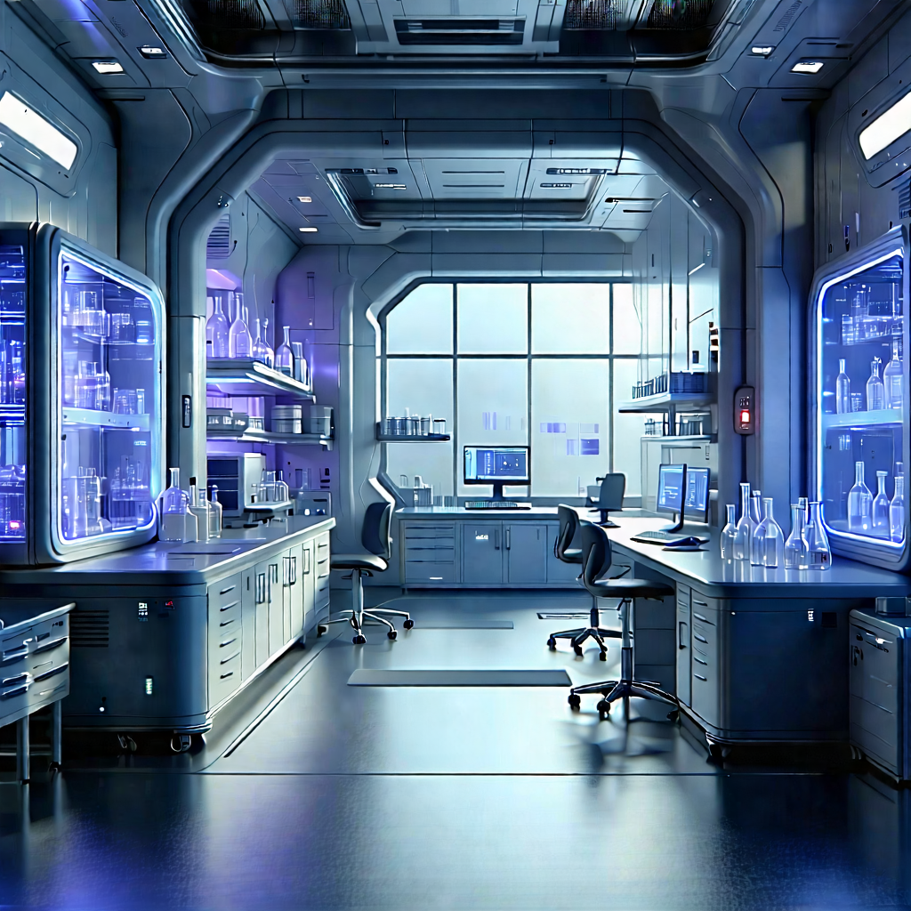 Tech Octane Render: Futuristic Research Laboratory With Large, Well-lit