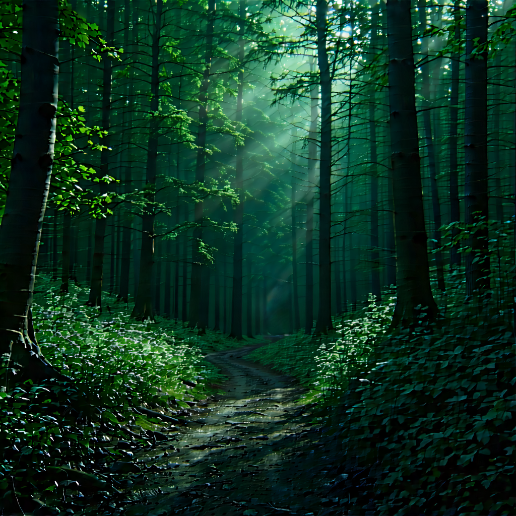 Nature Matte Painting: Path through dense (forest:1.36)