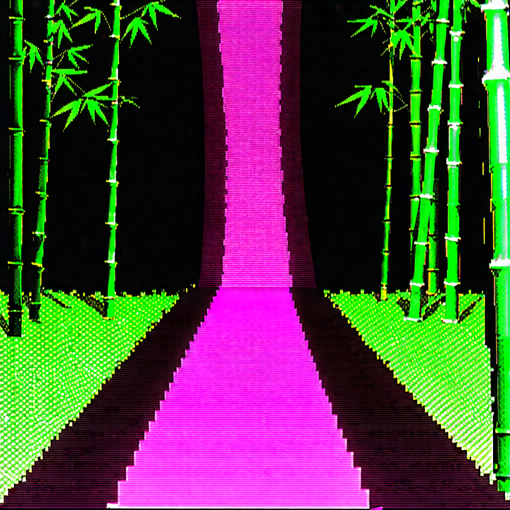 Nature Graphic Design: Path Through Bamboo Grove With Computer-generated Picture