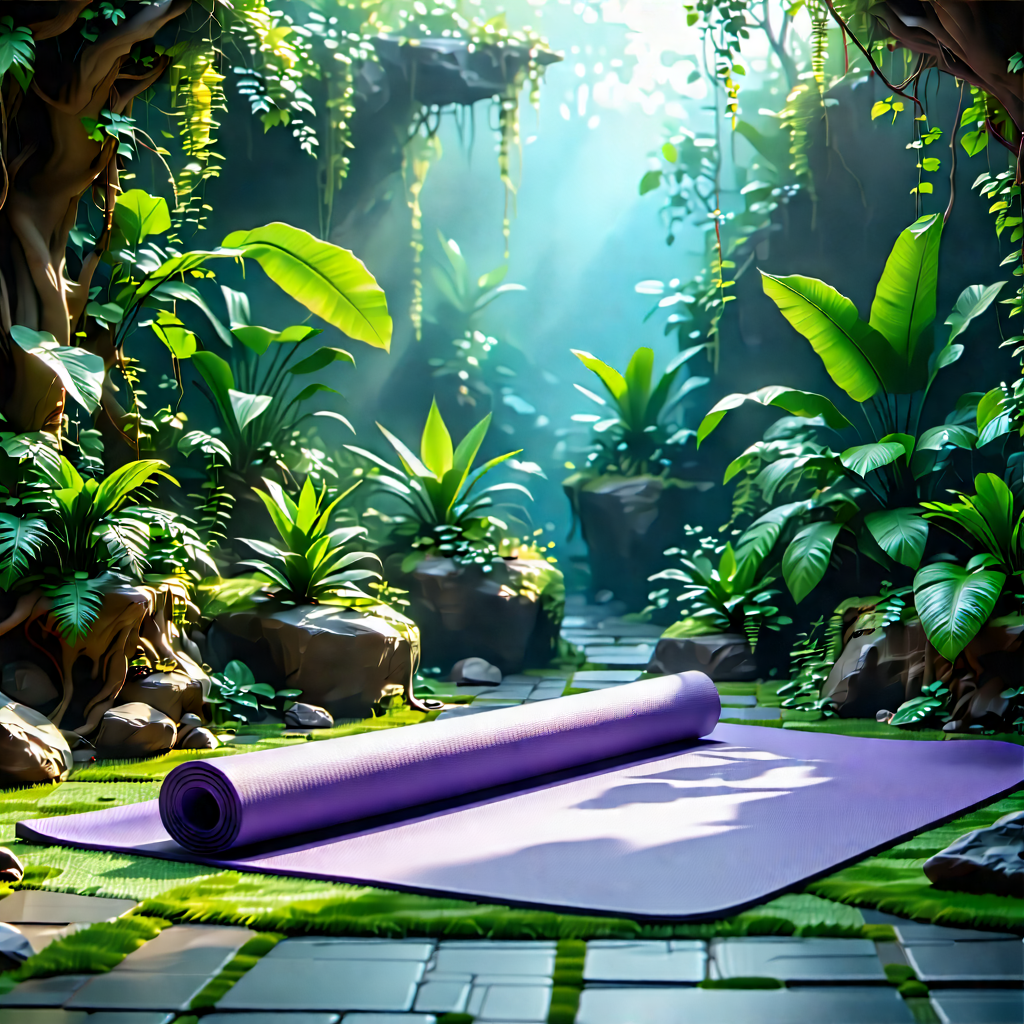 Lifestyle Abstract Design: Wellness Scene With Yoga Mat And Plants With Image, There