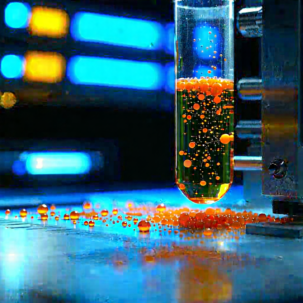 Tech Macro Photography: Entertainment Technology In (modern:1.49) Laboratory With Vial Filled