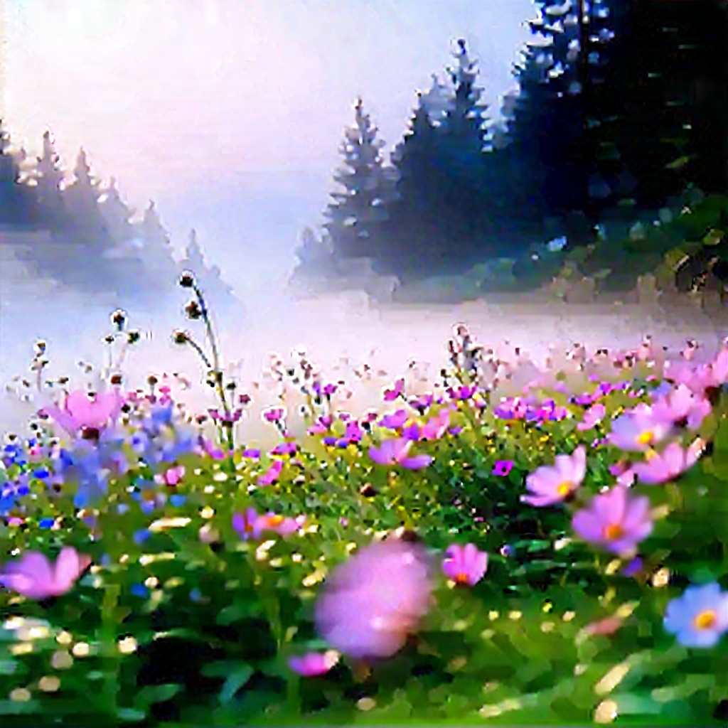 Nature Tilt-shift Photography: Wildflowers In Misty Environment With Beautiful, Lush