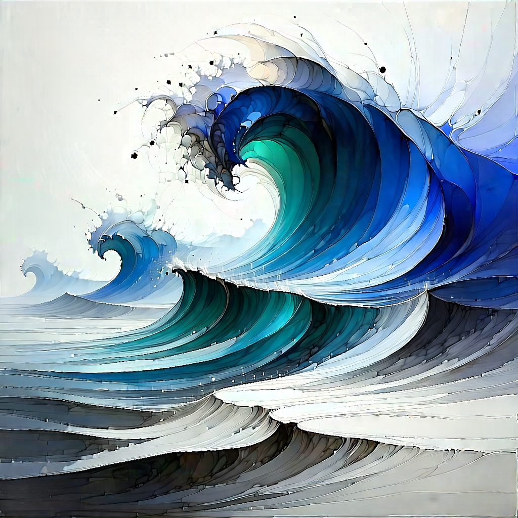 Abstract Ink Drawing: Wave propagation captured in abstract form