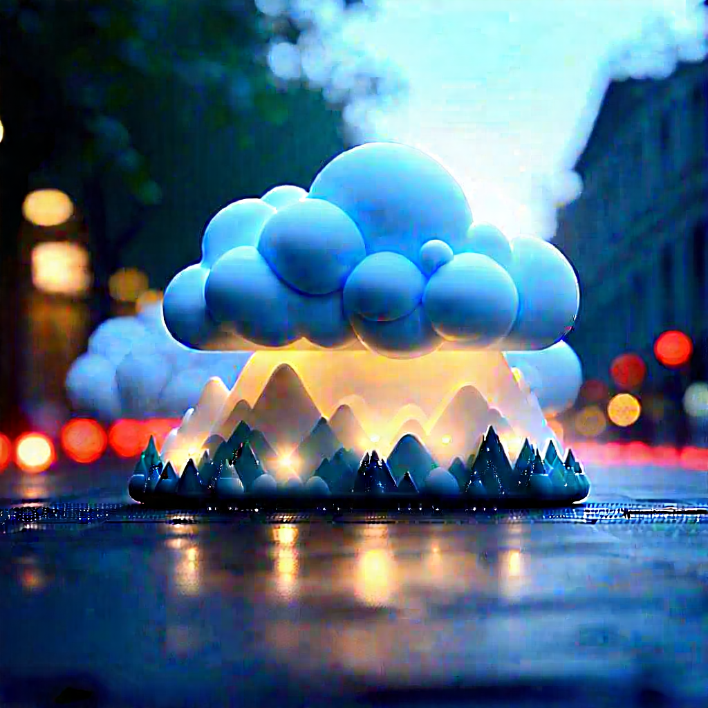 Tech Advertising Photography: Cloud Computing Visualization With Large White