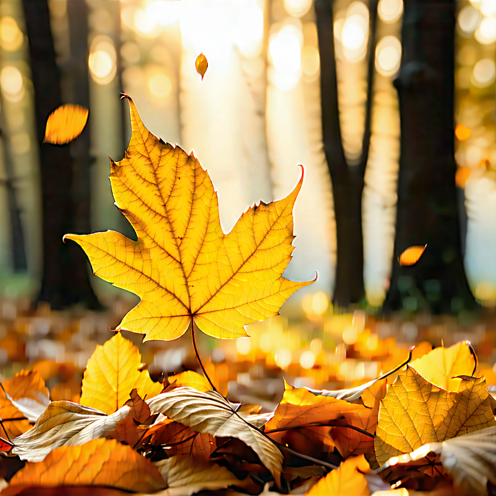 Nature Graphic Design: Autumn Leaves In Natural Setting With Beautiful Autumn