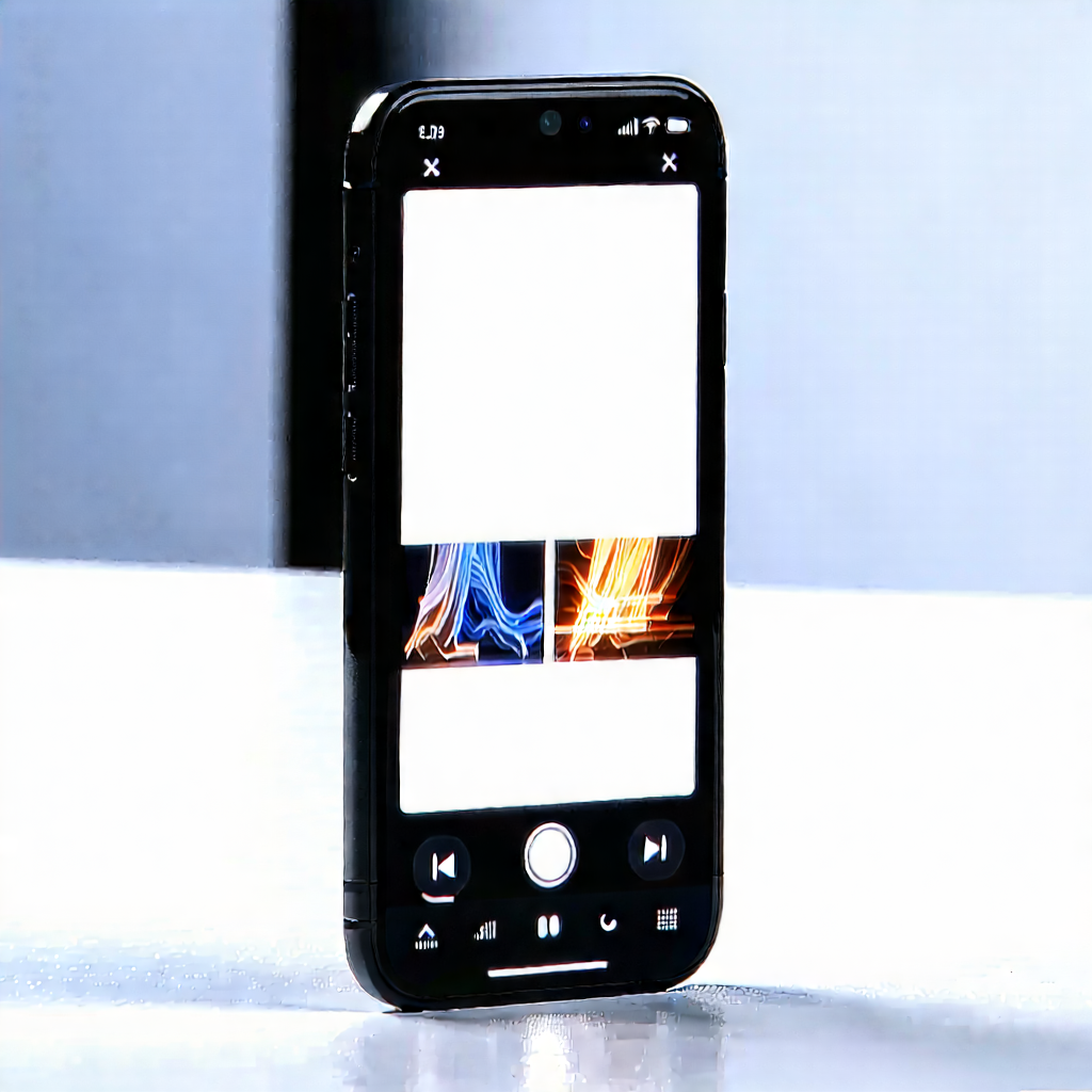 Tech Commercial Photography: Smartphone With Streaming Content With Black Smartphone