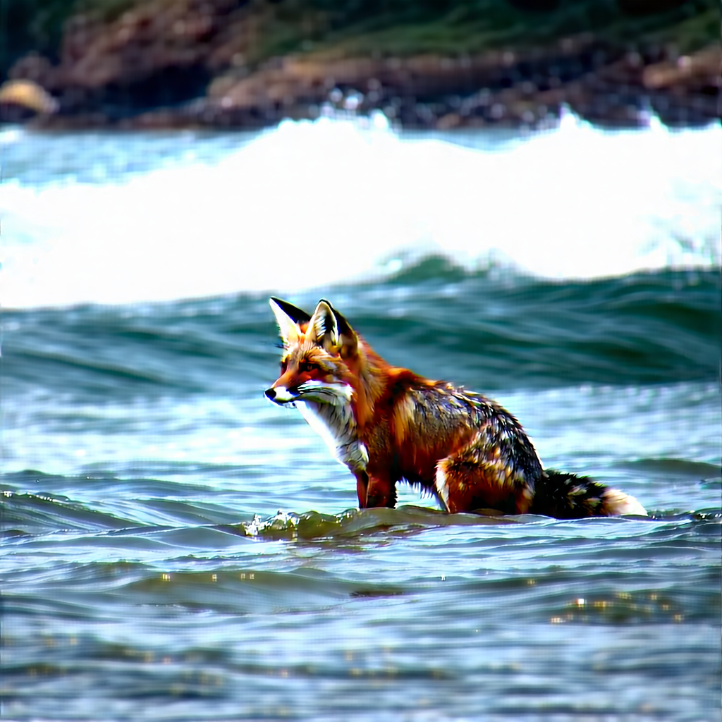 Nature Long Exposure Photography: Fox In Ocean Waters With Standing Water,