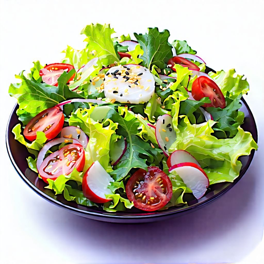 Lifestyle Aerial Photography: Fresh Salad Prepared With Artistic Presentation With Large Bowl