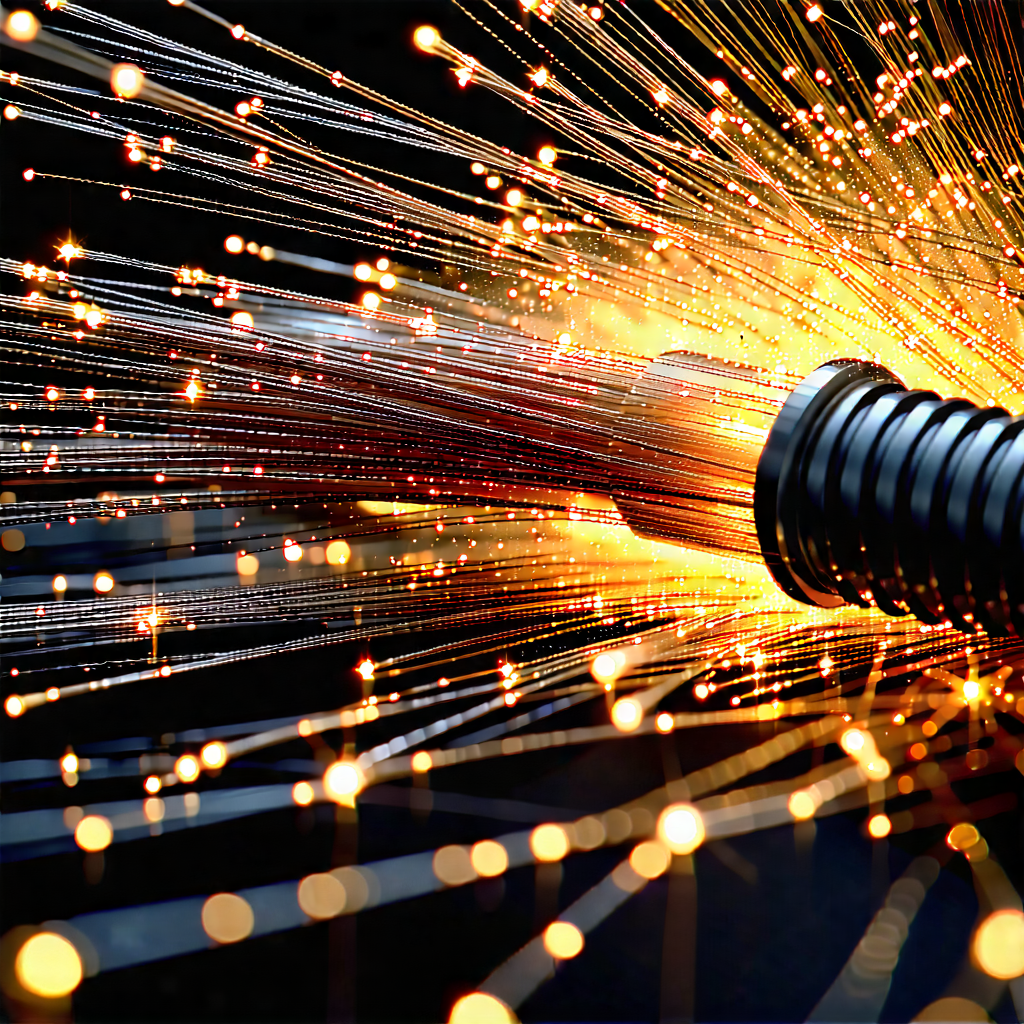 Tech Drone Photography: Close-up Of Fiber Optic Cables With Close-up Wire