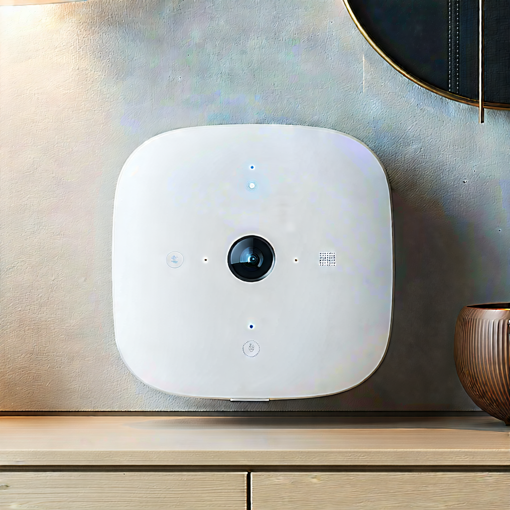 Tech Architectural Photography: Smart Home Device With User Interface With White Device,