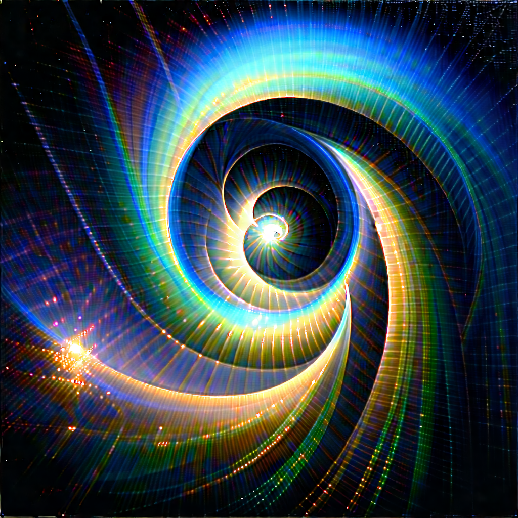 Abstract Oil Painting: Spirals with prismatic light