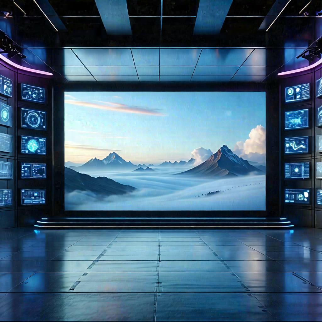 Tech Matte Painting: Entertainment Technology In Research Center With Image, There