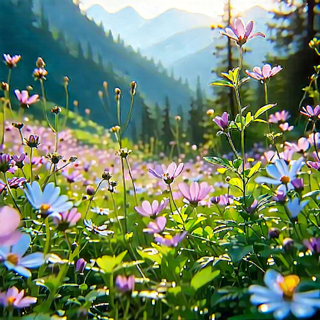 Nature Blueprint Style: Wildflowers In Natural Setting With Image, There