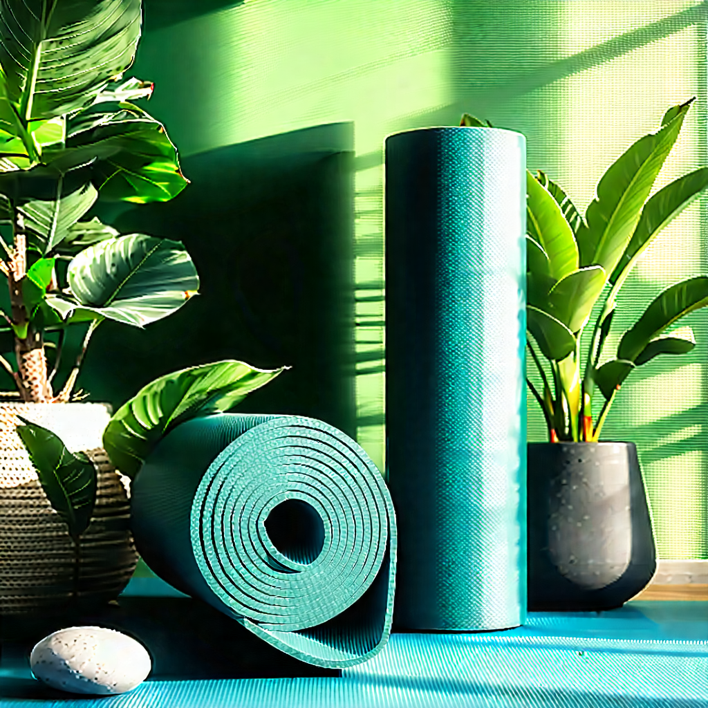 Lifestyle Macro Photography: Wellness Scene With Yoga Mat And Plants With Image, There