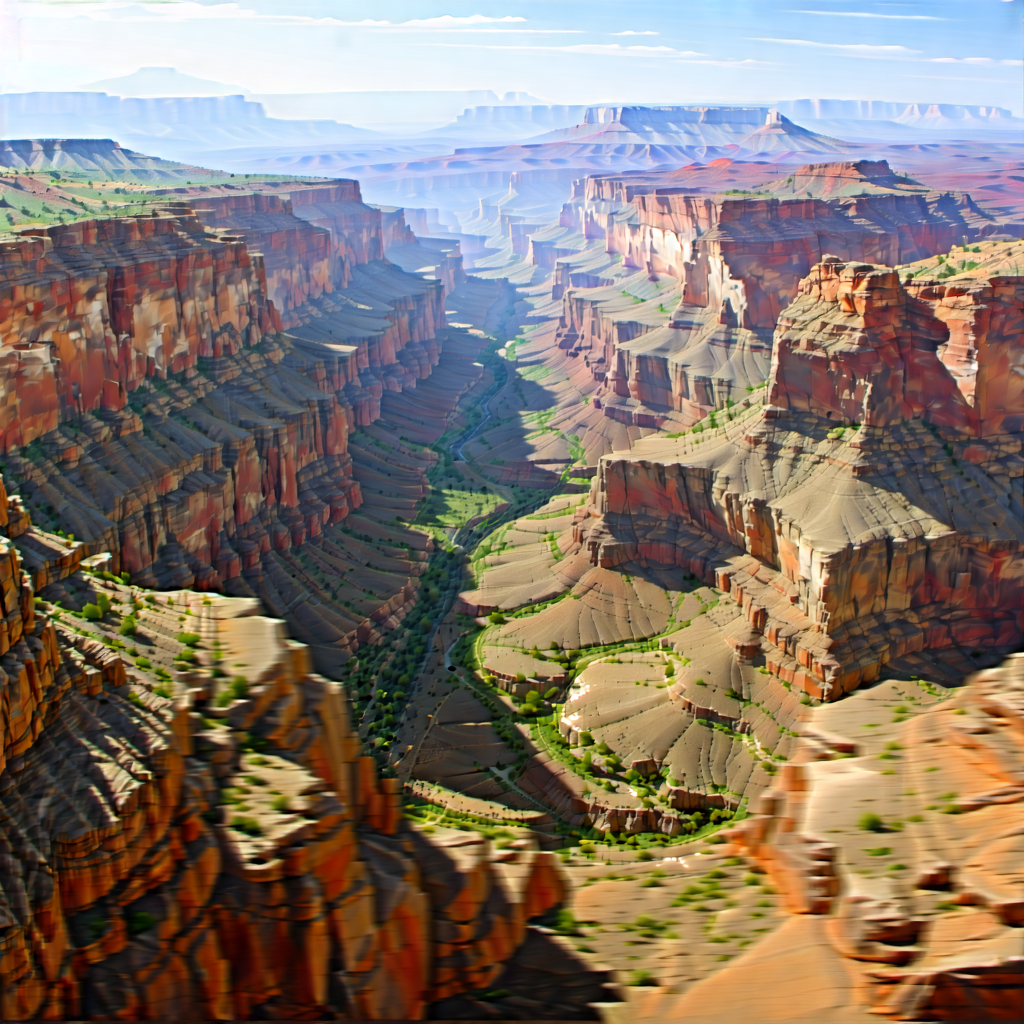 Nature Pastel Drawing: Aerial View Of Canyon System With Stunning Aerial