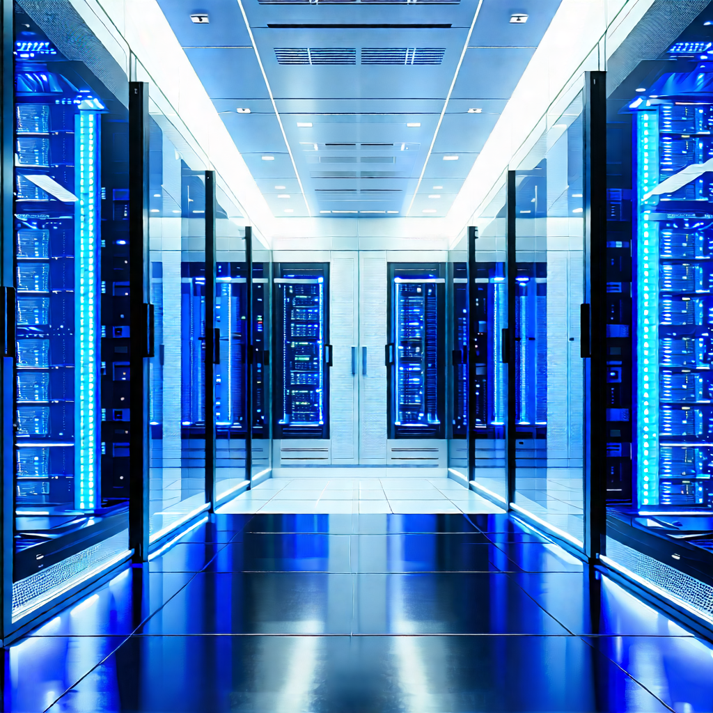 Tech Advertising Photography: (futuristic:1.4) server room
