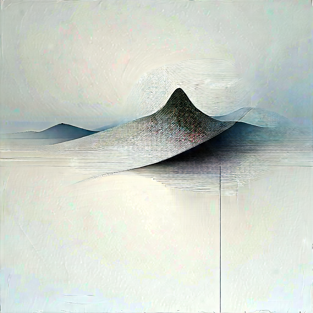 Abstract Encaustic Painting: Minimalist study with single line