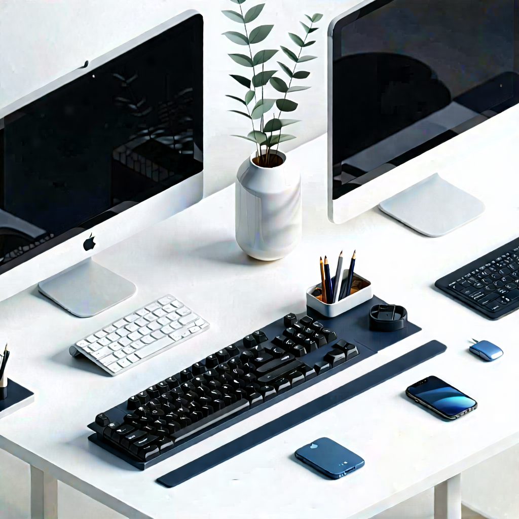 Business Isometric Design: Workplace with digital (devices:1.26) on desk