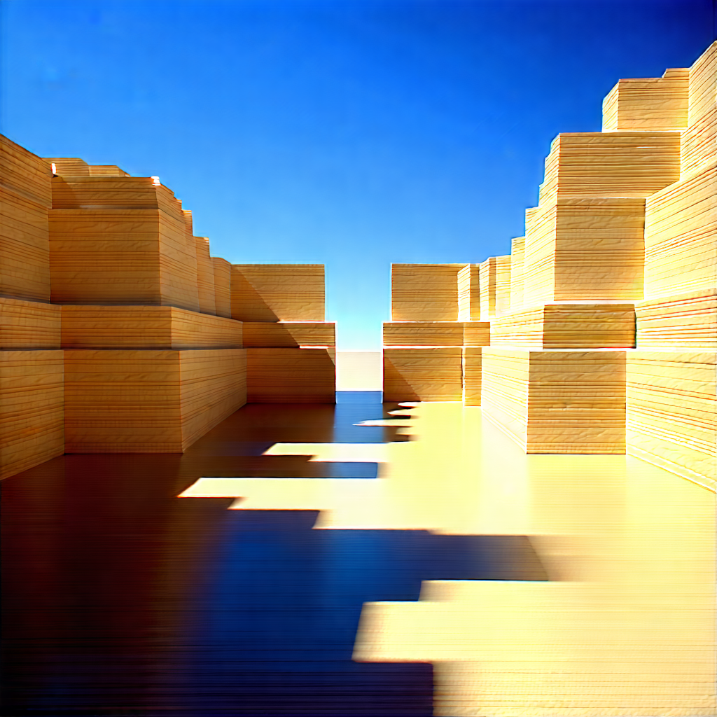 Nature Architectural Photography: Clear Sky Over Canyon Floor With Large Wooden