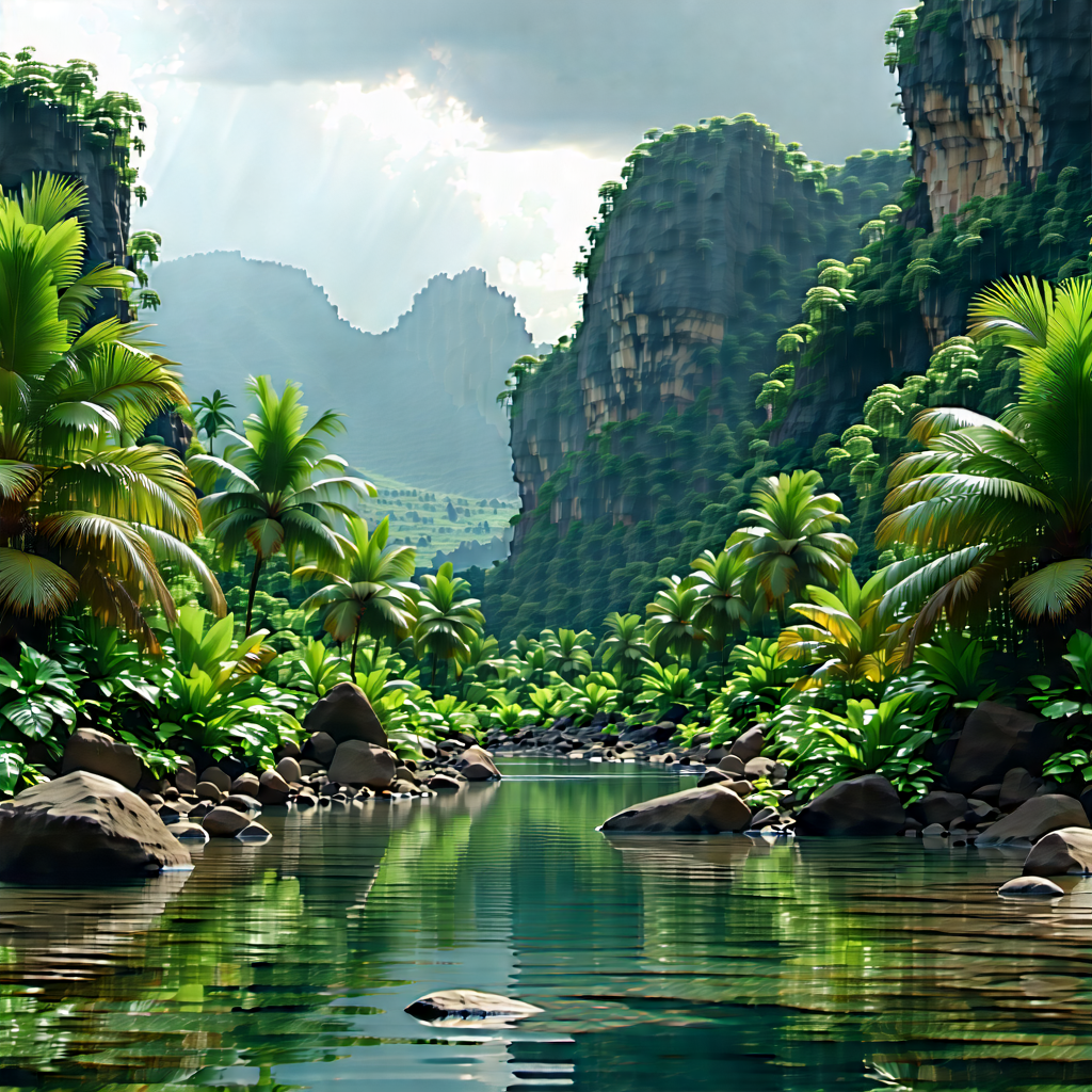 Nature Lithograph: Tropical Plants In Rocky Terrain With Image, There