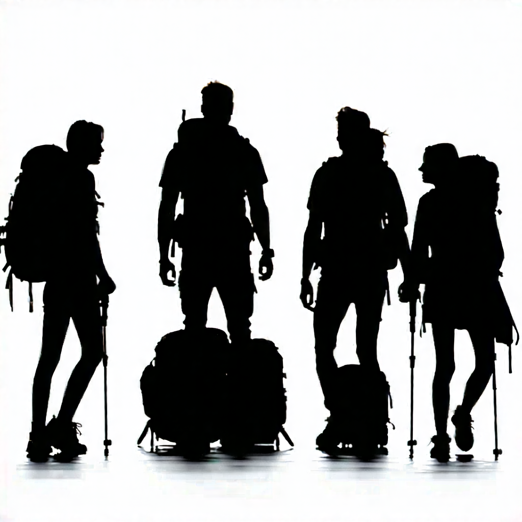 Lifestyle Minimalist Design: Hiking group with diverse friends