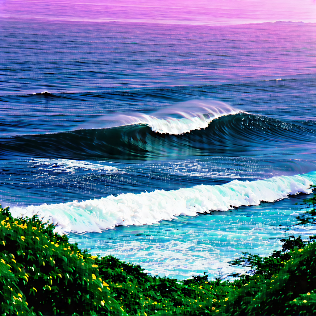 Nature Hdr Photography: Ocean Waves Surrounded By Lush Vegetation With Beautiful Ocean
