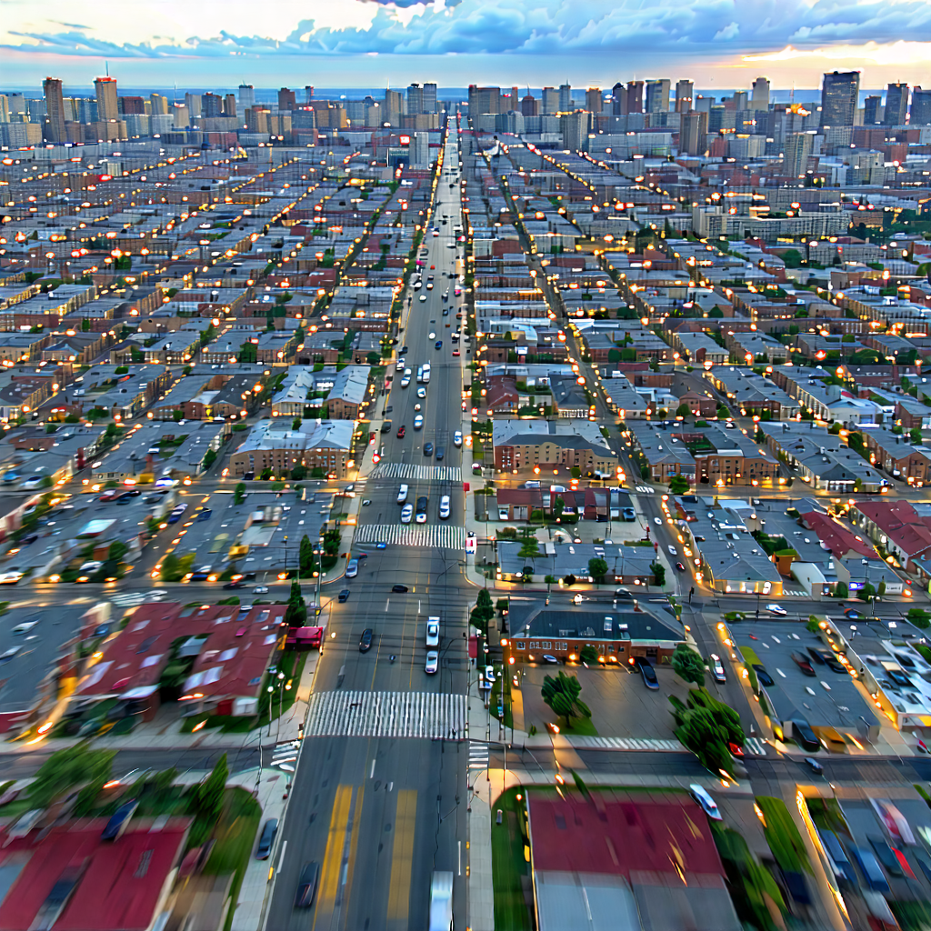 Urban Long Exposure Photography: Aerial view of urban renewal area