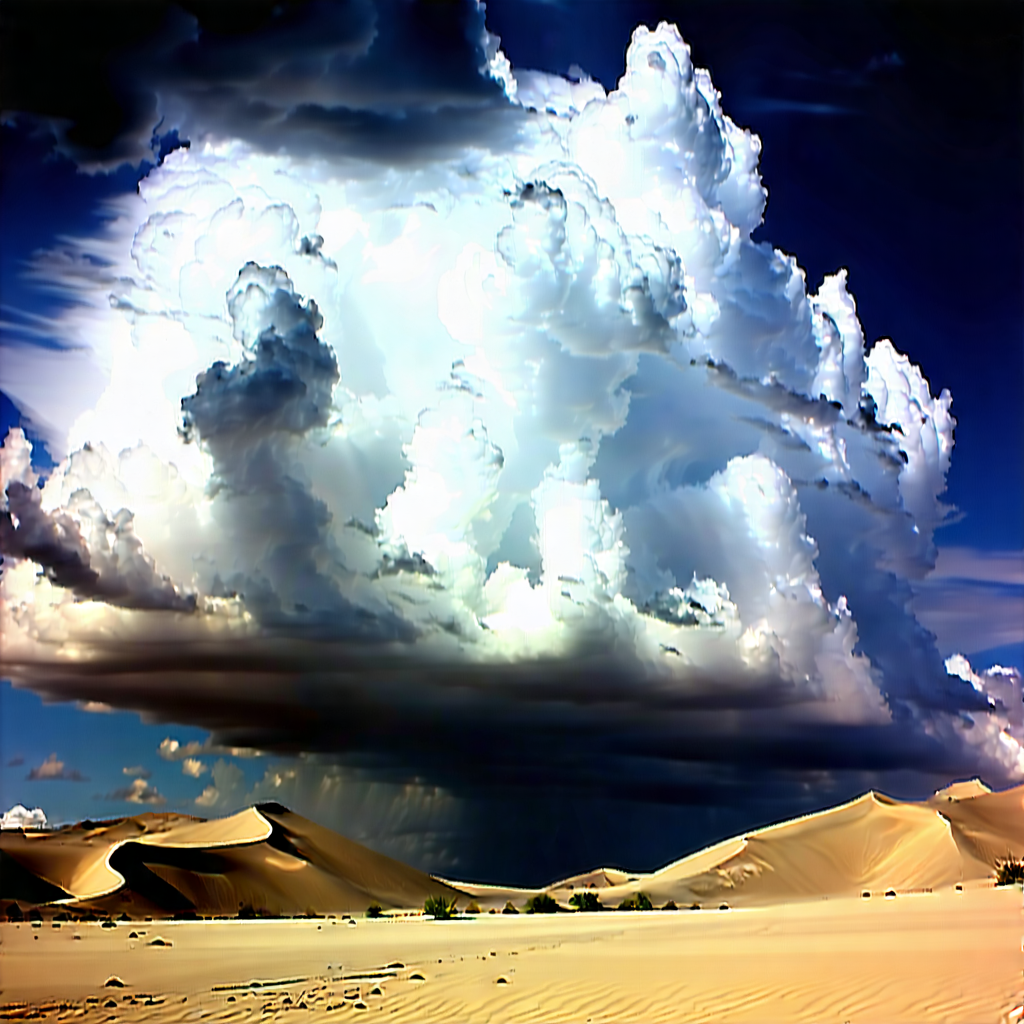 Nature Digital Art: Storm (clouds:1.36) over desert