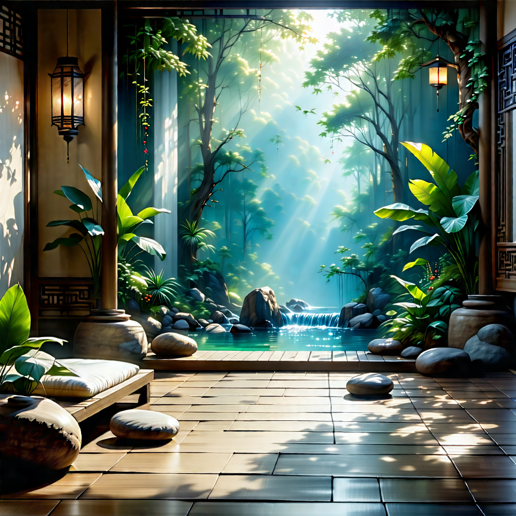 Lifestyle Oil Painting: Wellness Scene With Natural Lighting With Image, There