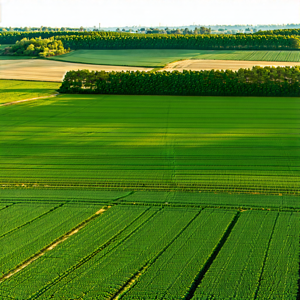 Nature Advertising Photography: Aerial View Of Agricultural Fields With Large, Lush