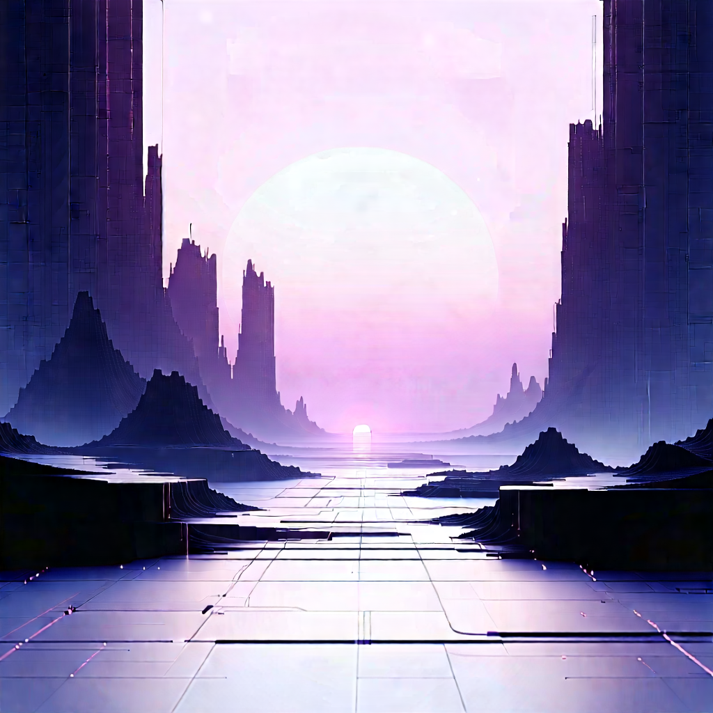 Abstract Cyberpunk Style: Minimalist (design:1.21) With Horizon Line With Image, There