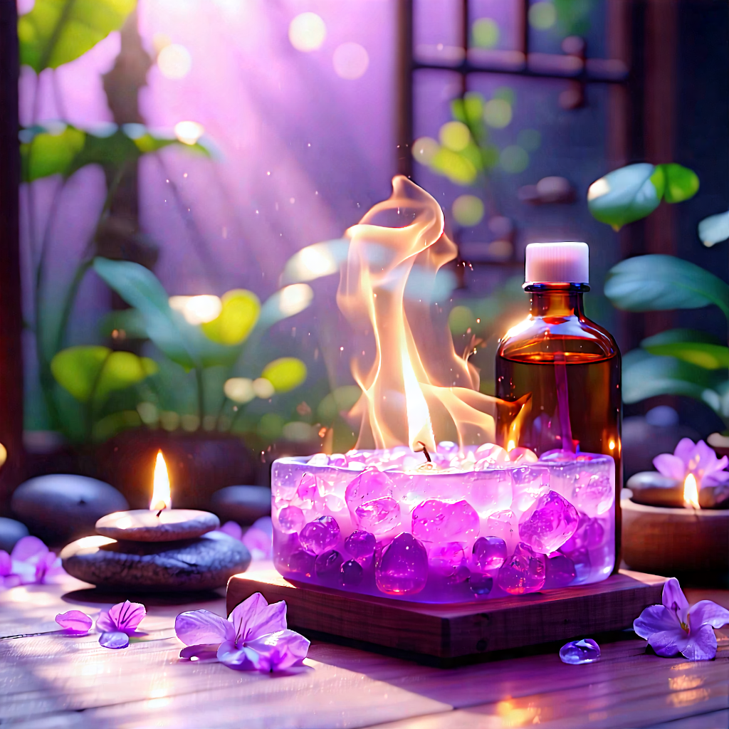 Lifestyle Unreal Engine: Wellness Scene With Aromatherapy With Purple Flame,