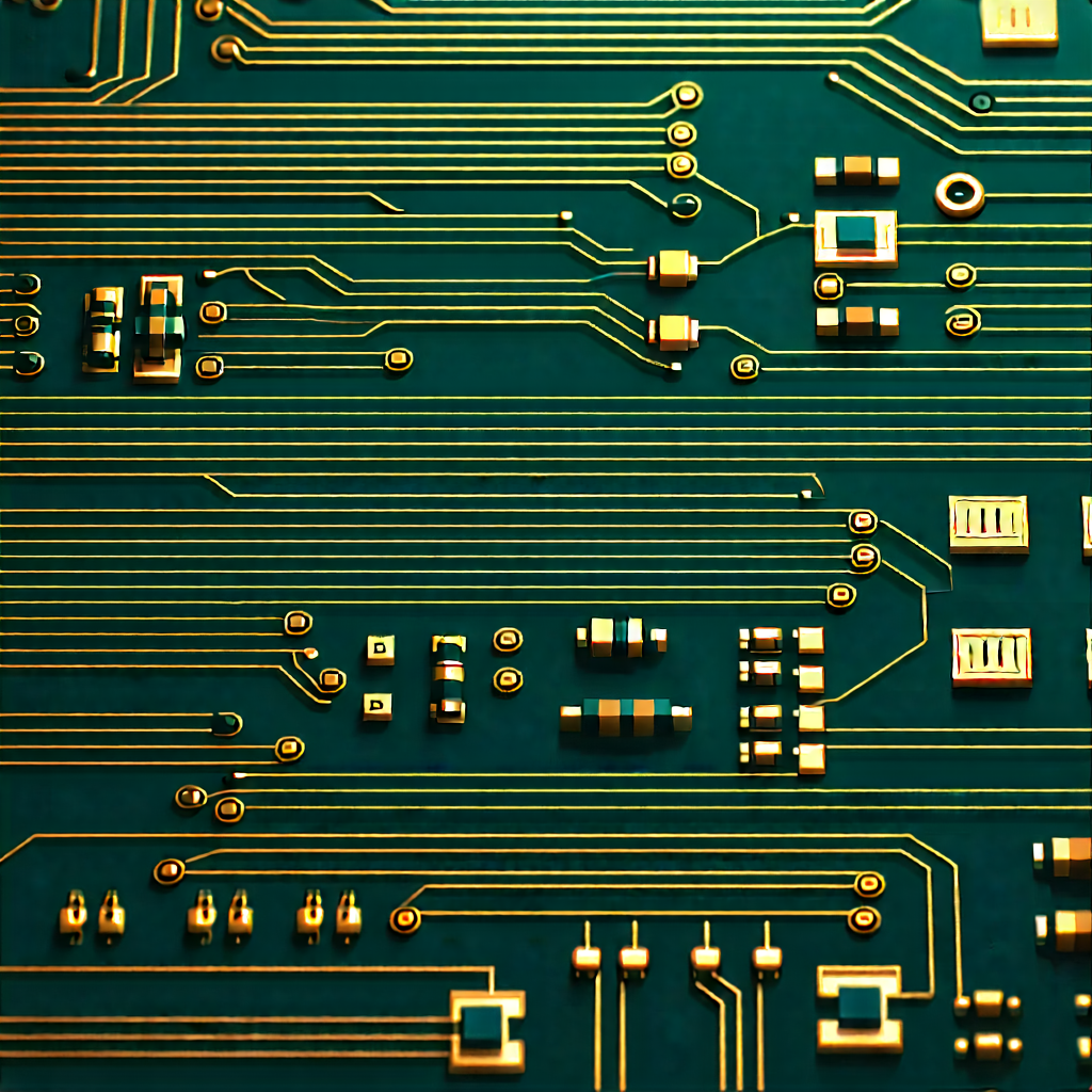 Tech Infographic Style: Close-up of electronic circuit