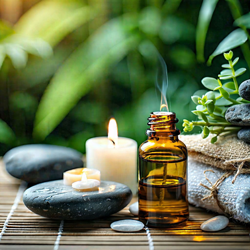 Lifestyle Tilt-shift Photography: Wellness Scene With Aromatherapy With Table Variety