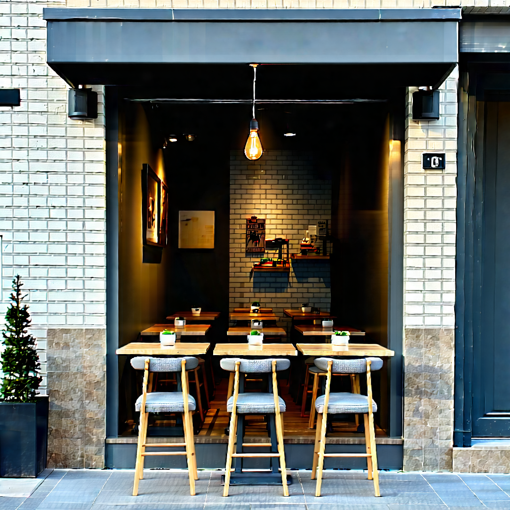 Urban Editorial Photography: Urban Street With Outdoor Seating With Image, There