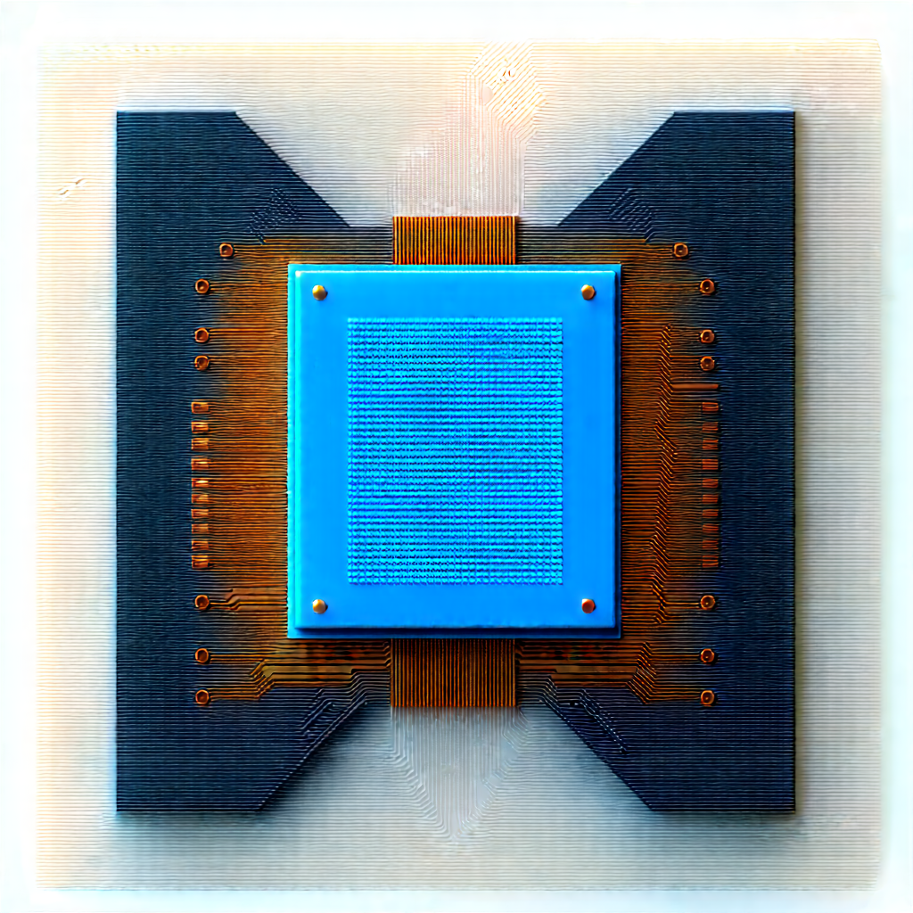 Tech Etching: Microchip with digital particles
