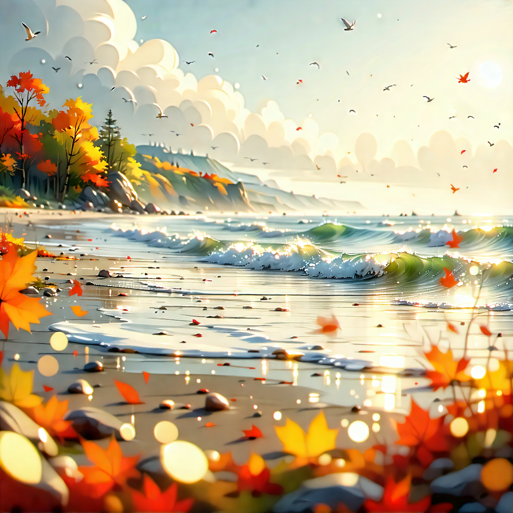 Lifestyle Concept Art: Beach Day During Autumn With Beautifully Painted