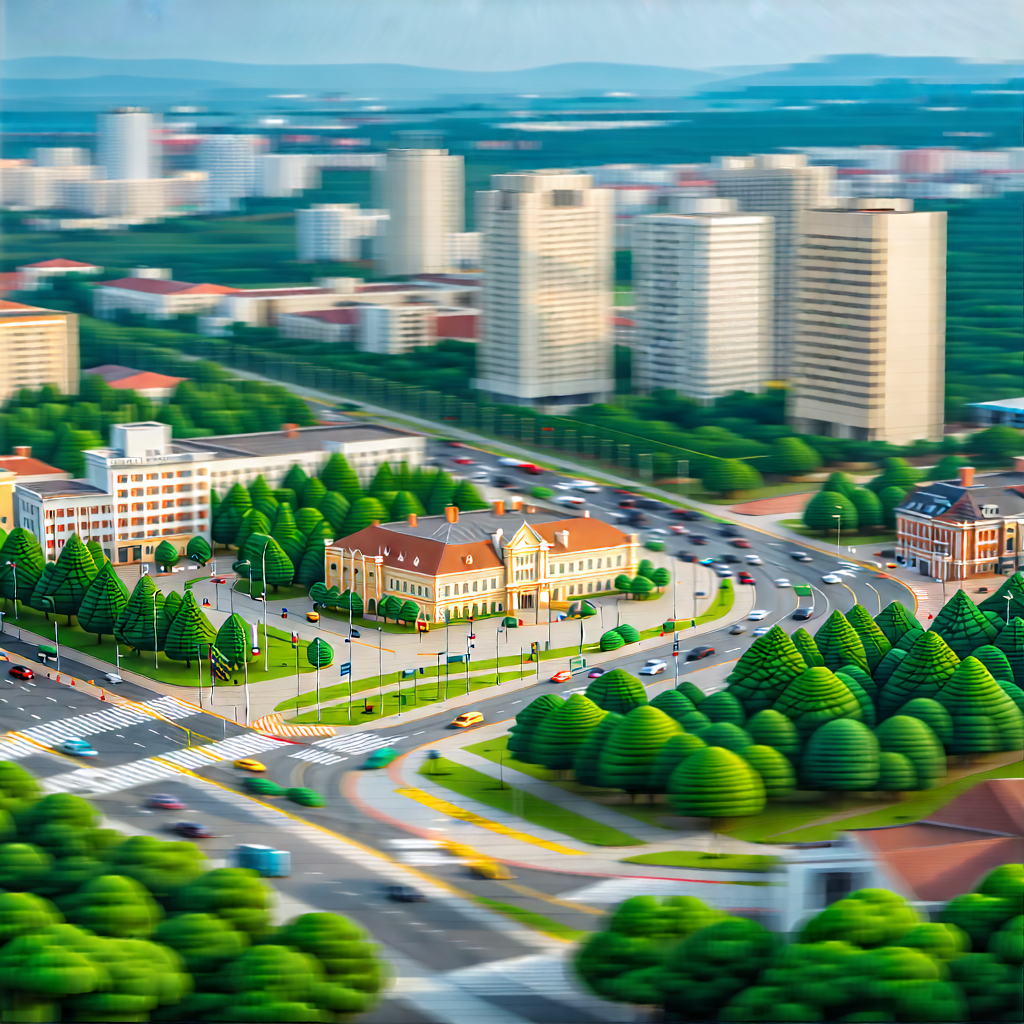 Urban Isometric Design: Aerial view of urban renewal area